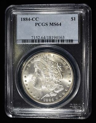 1884-CC MORGAN DOLLAR PCGS MS-64. WEEKLY COIN & CURRENCY AUCTIONS ESTIMATE $400 - $500.
