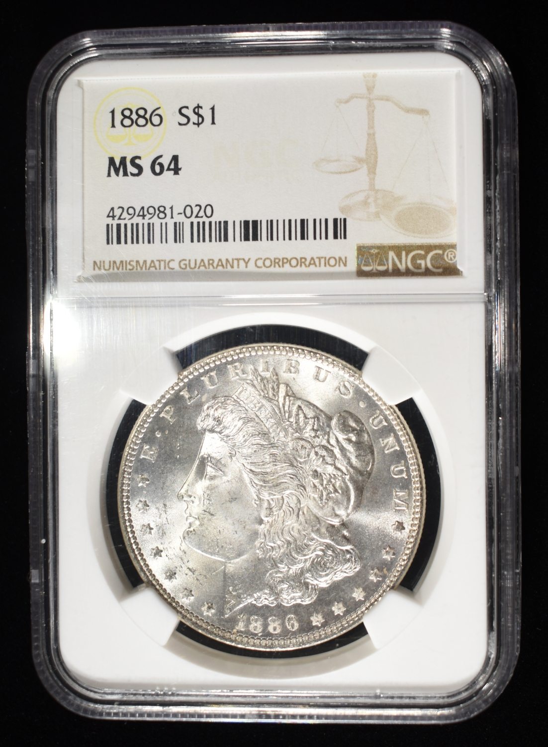 1886 MORGAN DOLLAR NGC MS64