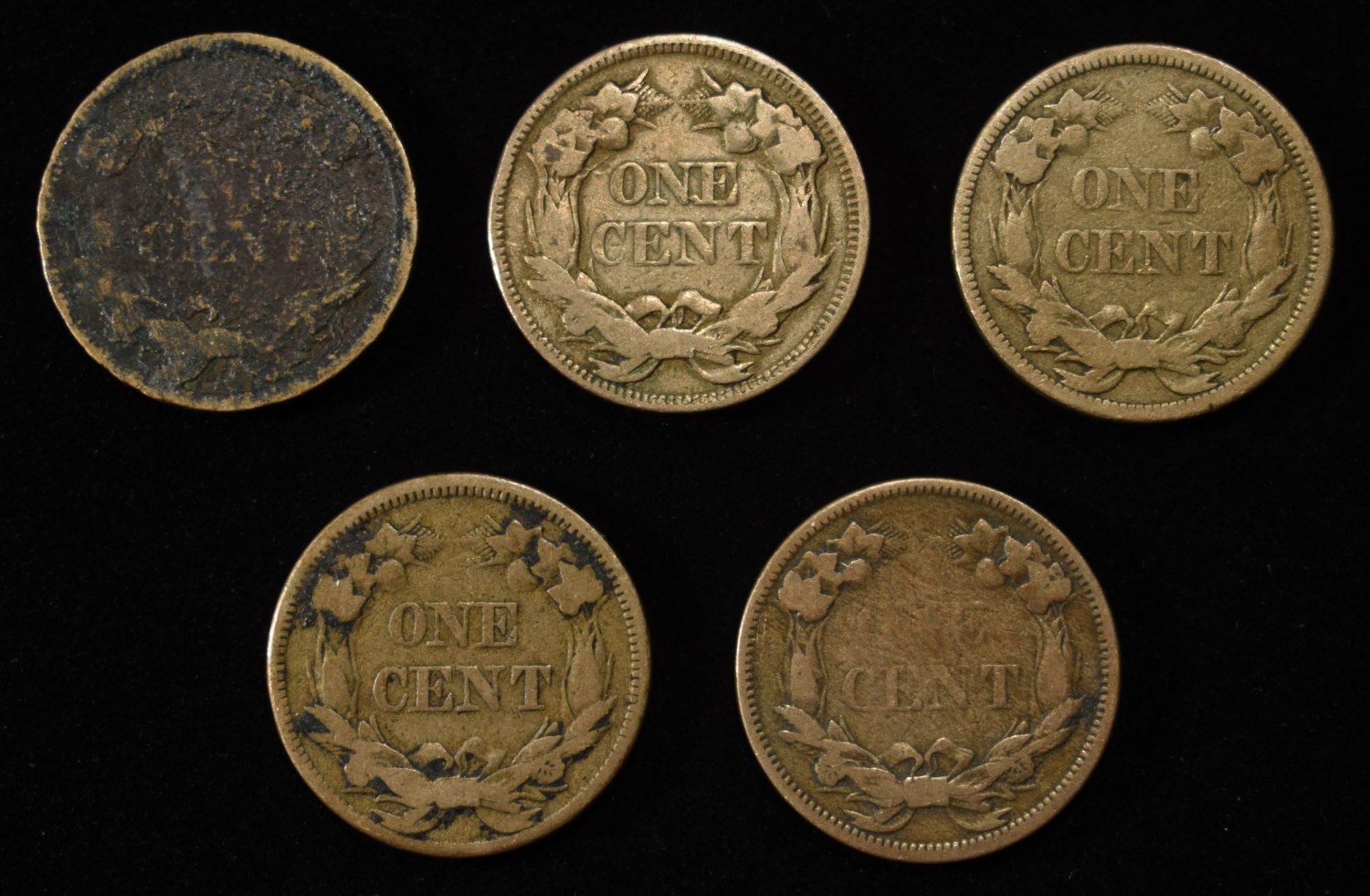 (5) FLYING EAGLE CENTS DAMAGED