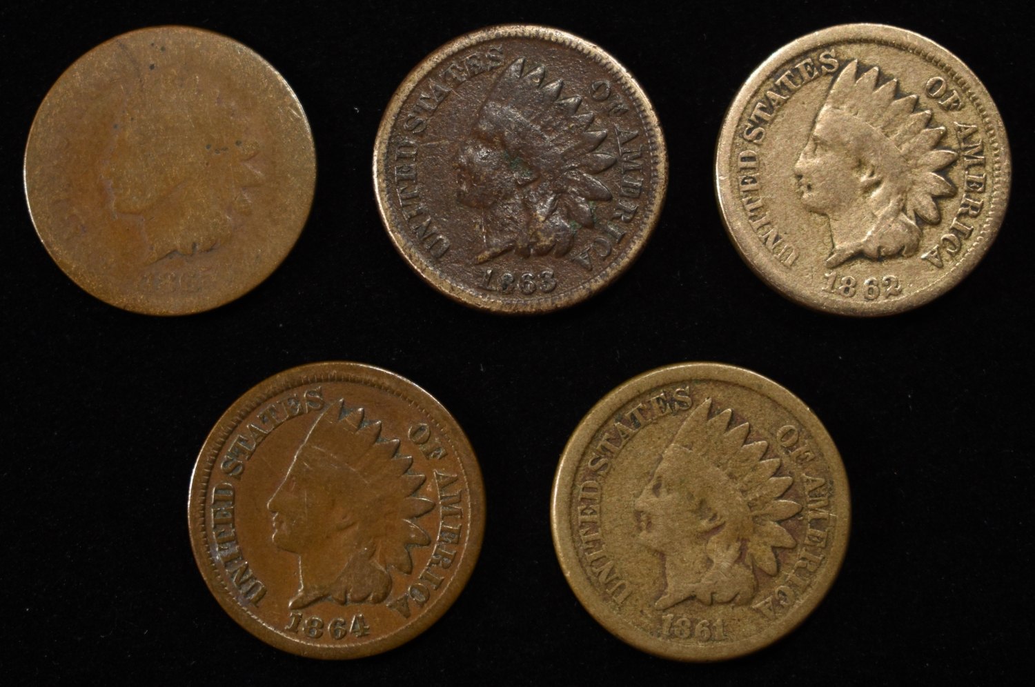 (5) INDIAN HEAD CENTS