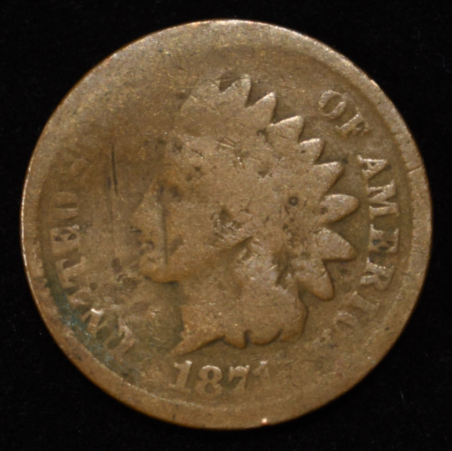 1871 INDIAN HEAD CENT DAMAGED