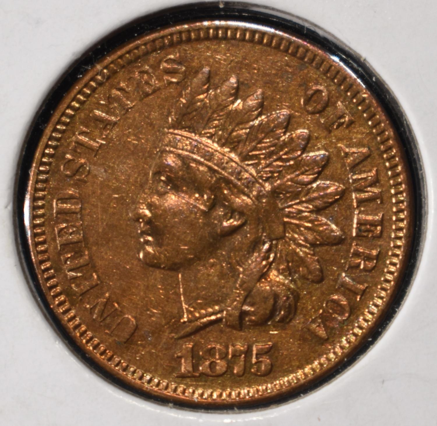 1875 INDIAN HEAD CENT AU/BU