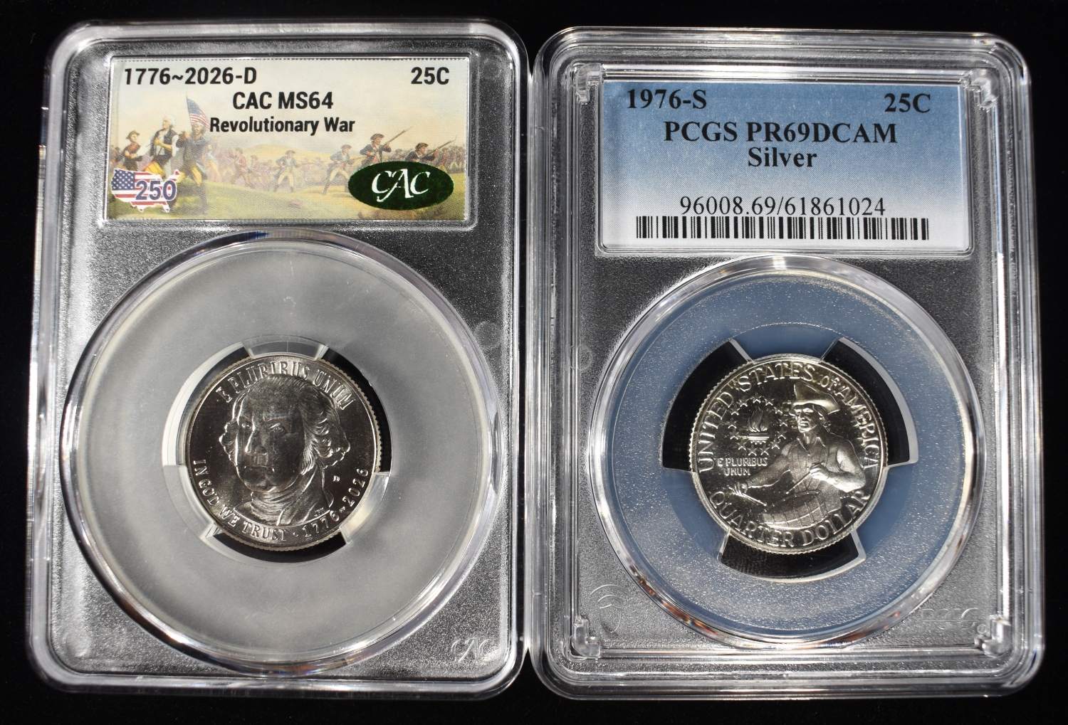 (2) GRADED WASHINGTON QUARTERS