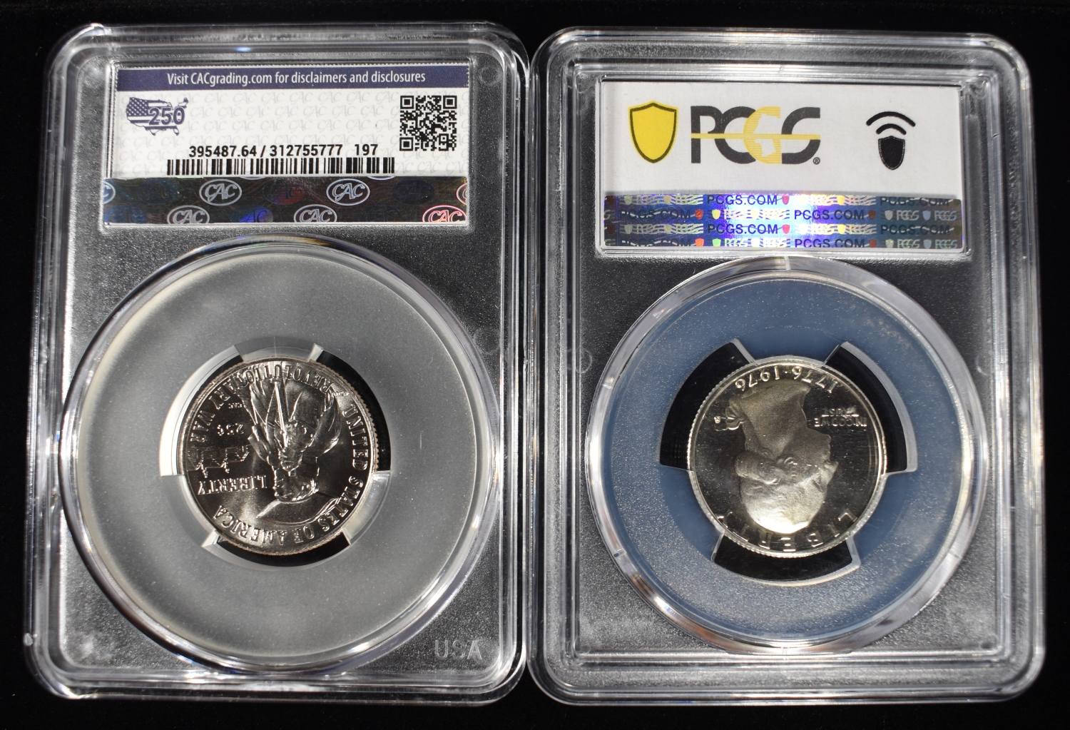 (2) GRADED WASHINGTON QUARTERS