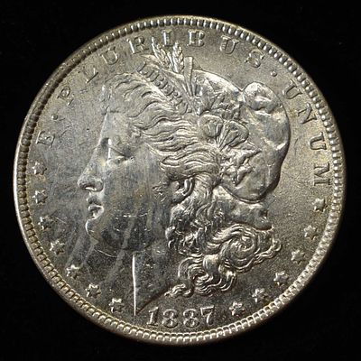 1887 MORGAN DOLLAR. BID WITH SILVER CITY AUCTIONS ESTIMATE $75 - $100.