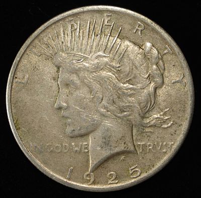 1925 PEACE DOLLAR. LEADERS IN ON-LINE AUCTIONS ESTIMATE $75 - $100.