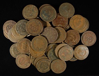 (50) INDIAN HEAD CENTS. BID WITH SILVER CITY AUCTIONS ESTIMATE $80 - $120.