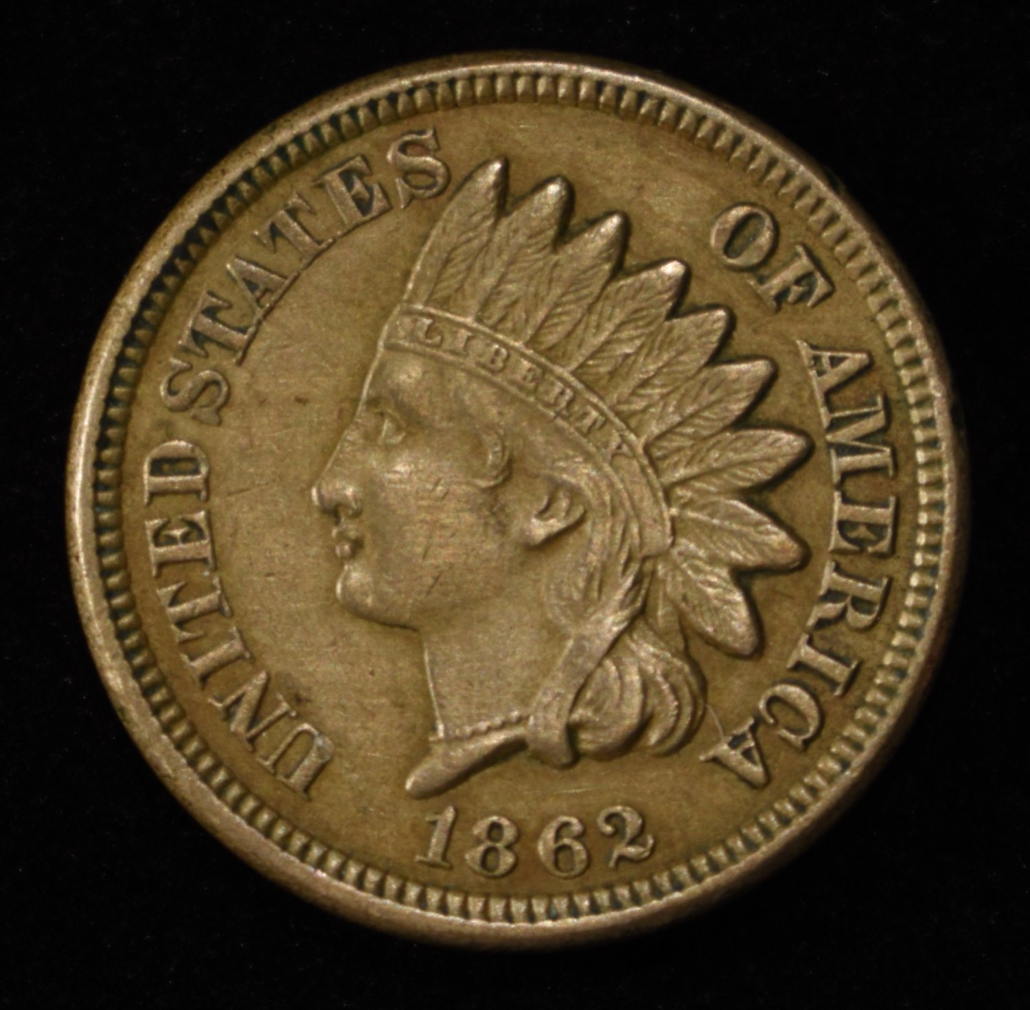 1862 INDIAN HEAD CENT AU/BU