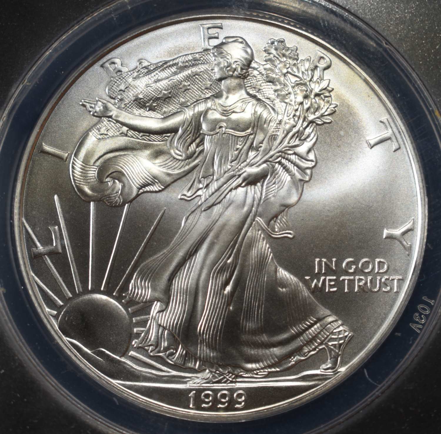 1999 AMERICAN SILVER EAGLE ANACS MS70