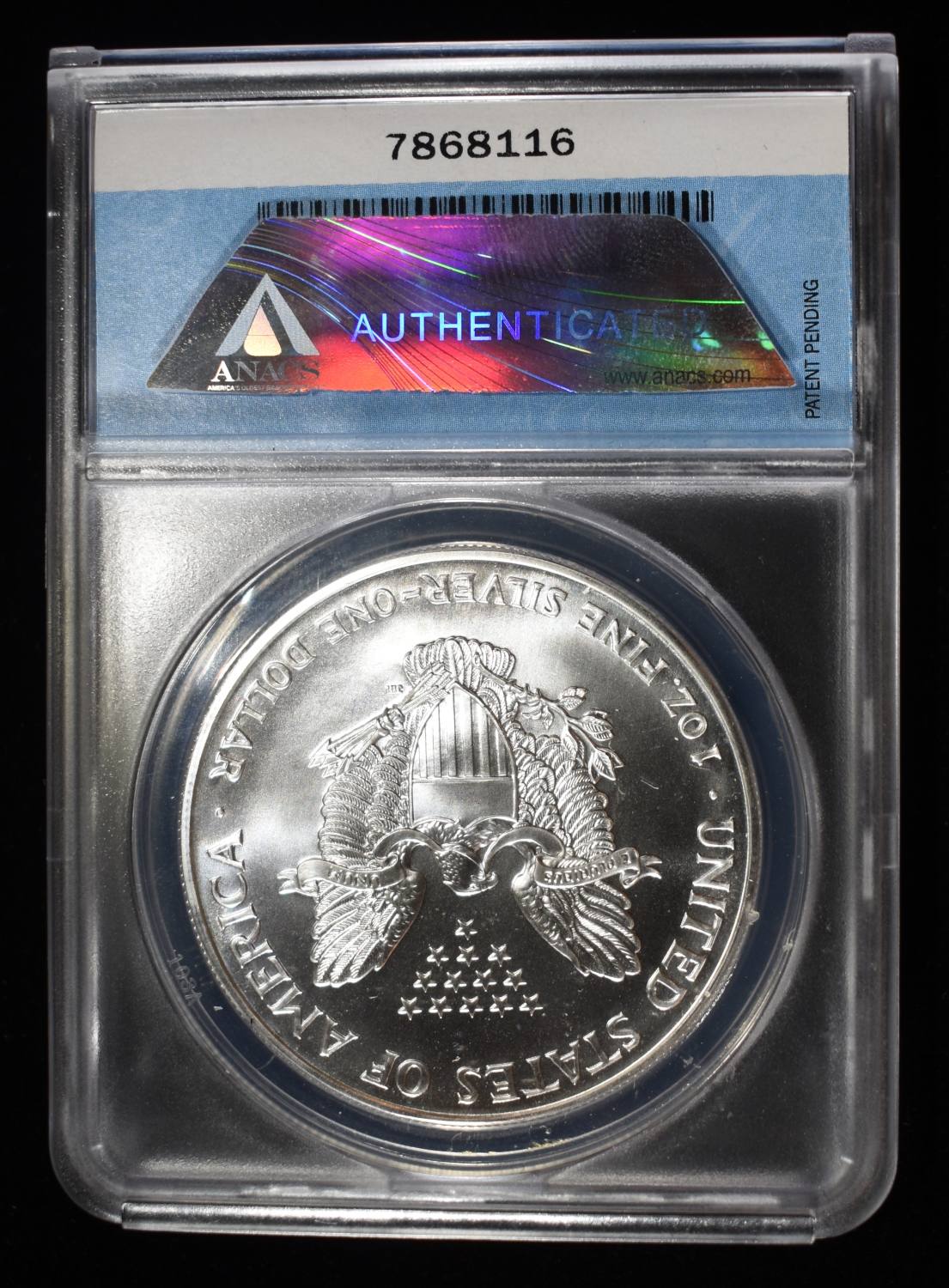 1999 AMERICAN SILVER EAGLE ANACS MS70