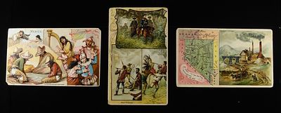 (3) VINTAGE ADVERTISEMENT CARDS. WEEKLY COIN & CURRENCY AUCTIONS ESTIMATE $150 - $200.