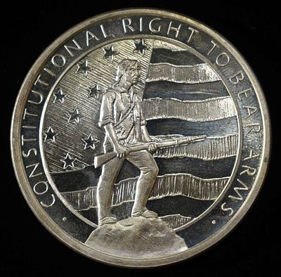 SECOND AMENDMENT 2 OZ .999 SILVER ROUND. GOLDEN STATE MINT BID WITH SILVER CITY AUCTIONS 