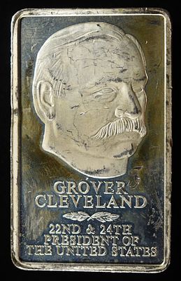 GROVER CLEVELAND 5000 GRAINS 92.5% SILVER. WEEKLY COIN & CURRENCY AUCTIONS ESTIMATE $800 - $900.