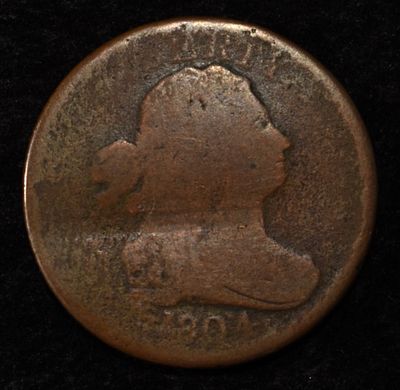 1804 DRAPED BUST HALF CENT. ROTATED DIE WEEKLY COIN & CURRENCY AUCTIONS ESTIMATE $250 - $300.