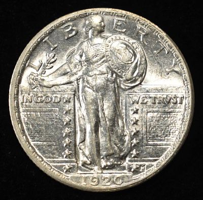 1920 STANDING LIBERTY QUARTER CH BU. BID WITH SILVER CITY AUCTIONS ESTIMATE $300 - $350.