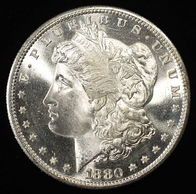 1880-S MORGAN DOLLAR. BID WITH SILVER CITY AUCTIONS ESTIMATE $90 - $130.
