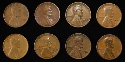 8 NICE EARLY SEMIKEY WHEAT CENTS. 21-S, 22-D, 24-S, 26-D, 26-S, 31-P, 32-D & 33-P ESTIMATE $60 - $80.