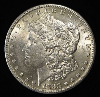 1883-S MORGAN DOLLAR BU. WEEKLY COIN & CURRENCY AUCTIONS ESTIMATE $1500 - $1800.