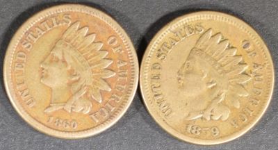 1859 & 1860 INDIAN CENTS VF. LEADERS IN ON-LINE AUCTIONS ESTIMATE $100 - $130.