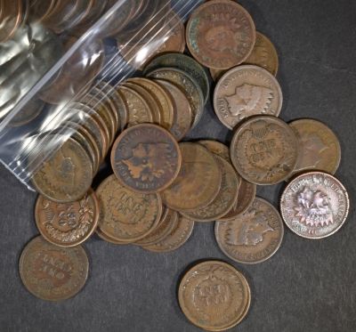 65-DECENT MIXED DATE CIRC INDIAN CENTS. LEADERS IN ON-LINE AUCTIONS ESTIMATE $100 - $125.