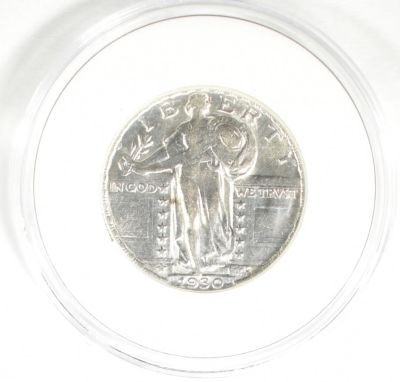 1930 STANDING LIBERTY QUARTER AU/BU. WEEKLY COIN & CURRENCY AUCTIONS ESTIMATE $120 - $150.