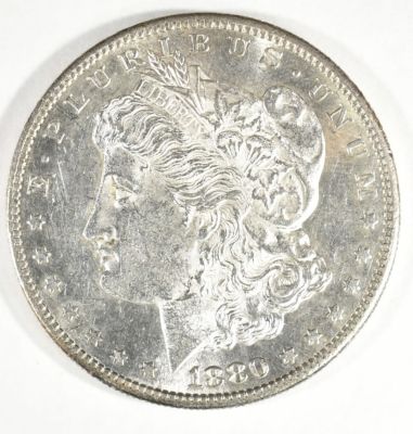 1880-S MORGAN DOLLAR CH BU. BID WITH SILVER CITY AUCTIONS ESTIMATE $75 - $100.