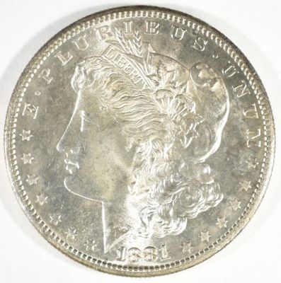 1881-S MORGAN DOLLAR GEM BU. LEADERS IN ON-LINE AUCTIONS ESTIMATE $200 - $250.