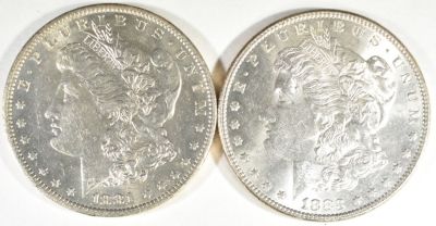 1881-O & 1883 MORGAN DOLLARS BU. CHECK OUT OUR UPCOMING AUCTIONS ESTIMATE $130 - $150.