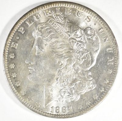 1884-O MORGAN DOLLAR CH BU. LEADERS IN ON-LINE AUCTIONS ESTIMATE $75 - $100.