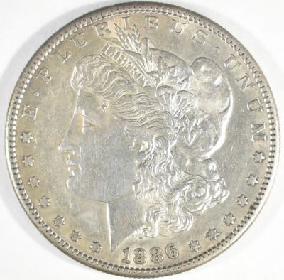 1886-S MORGAN DOLLAR CH AU. WEEKLY COIN & CURRENCY AUCTIONS ESTIMATE $200 - $250.