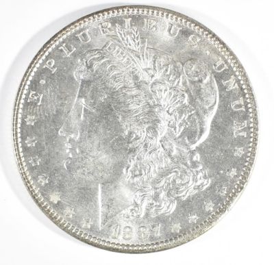 1887 MORGAN DOLLAR CH BU. CHECK OUT OUR UPCOMING AUCTIONS ESTIMATE $75 - $100.