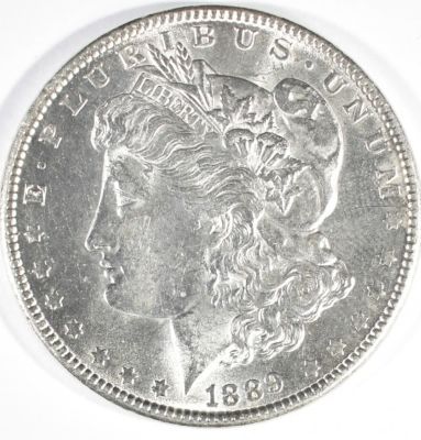 1889 MORGAN DOLLAR CH BU. LEADERS IN ON-LINE AUCTIONS ESTIMATE $75 - $100.