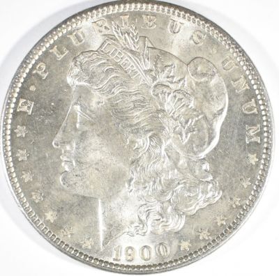 1900 MORGAN DOLLAR GEM BU. BID WITH SILVER CITY AUCTIONS ESTIMATE $200 - $250.