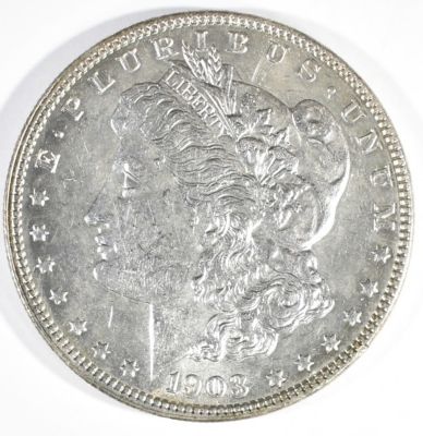 1903 MORGAN DOLLAR BU. TOP RATED AUCTION HOUSE ESTIMATE $130 - $150.