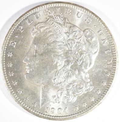 1904-O MORGAN DOLLAR CH/GEM BU. BID WITH SILVER CITY AUCTIONS ESTIMATE $150 - $200.