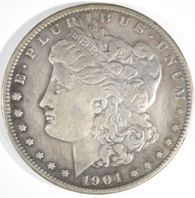 1904-S MORGAN DOLLAR VF. LEADERS IN ON-LINE AUCTIONS ESTIMATE $100 - $120.