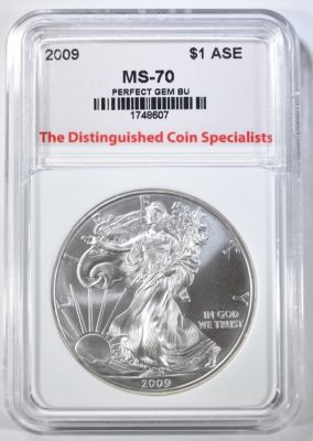 2009 AMERICAN SILVER EAGLE, TDCS PERFECT GEM BU. CHECK OUT OUR UPCOMING AUCTIONS ESTIMATE $75 - $100.