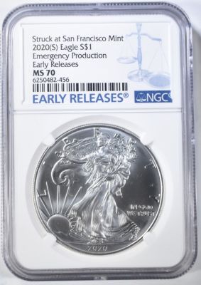 2020-(S) ASE EMERG ISSUE NGC MS-70 E.R. EMERG. PRODUCTION, EARLY RELEASES ESTIMATE $110 - $130.