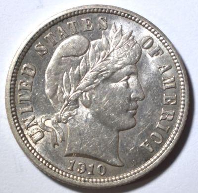 1910 BARBER DIME BU. LEADERS IN ON-LINE AUCTIONS ESTIMATE $120 - $150.