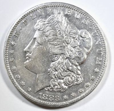 1883-S MORGAN DOLLAR CH AU. CHECK OUT OUR UPCOMING AUCTIONS ESTIMATE $250 - $300.