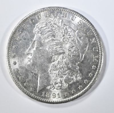 1891-S MORGAN DOLLAR BU. CHECK OUT OUR UPCOMING AUCTIONS ESTIMATE $200 - $250.