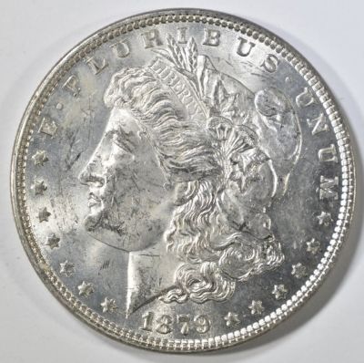1879 MORGAN DOLLAR CH BU. CHECK OUT OUR UPCOMING AUCTIONS ESTIMATE $130 - $150.
