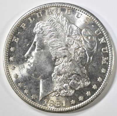 1881-S MORGAN DOLLAR CH BU. CHECK OUT OUR UPCOMING AUCTIONS ESTIMATE $75 - $100.