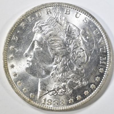 1883-O MORGAN DOLLAR CH BU. TOP RATED AUCTION HOUSE ESTIMATE $75 - $100.