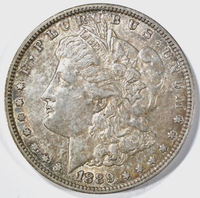 1889-O MORGAN DOLLAR AU. WEEKLY COIN & CURRENCY AUCTIONS ESTIMATE $150 - $200.