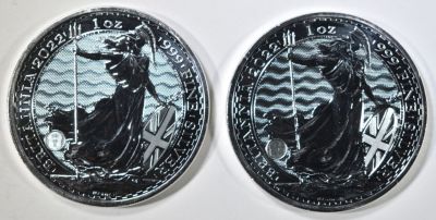 2-2022 1oz .999 SILVER BRITISH BRITANNIA COINS. BID WITH SILVER CITY AUCTIONS ESTIMATE $85 - $100.