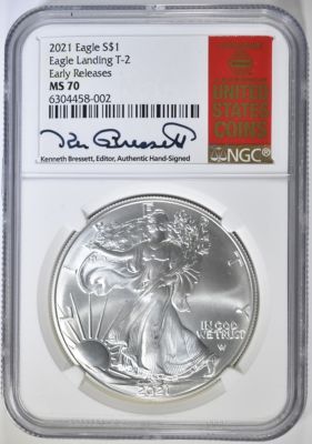 2021 ASE T2 EARLY RELEASE NGC MS 70. SIGNED BY KENNETH BRESSETT ESTIMATE $100 - $150.