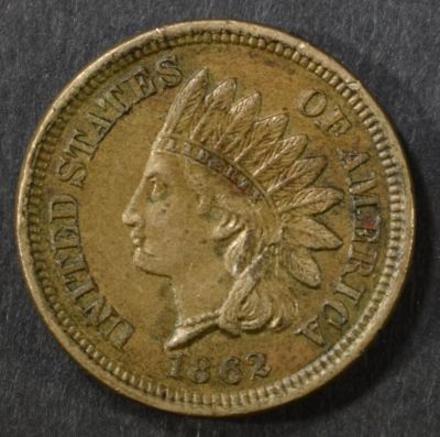 1862 INDIAN CENT AU. TOP RATED AUCTION HOUSE ESTIMATE $100 - $120.