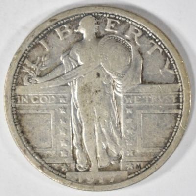 1917 T-1 STANDING LIBERTY QUARTER VF. TOP RATED AUCTION HOUSE ESTIMATE $100 - $120.