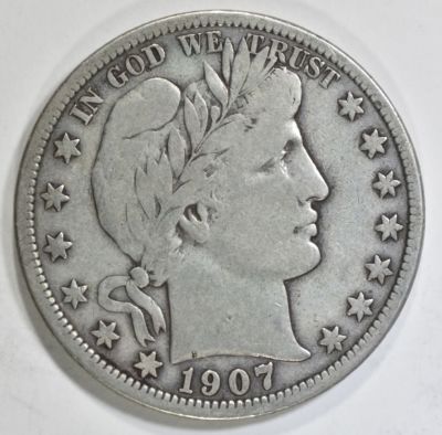 1907-O BARBER HALF DOLLAR FINE. BID WITH SILVER CITY AUCTIONS ESTIMATE $230 - $250.